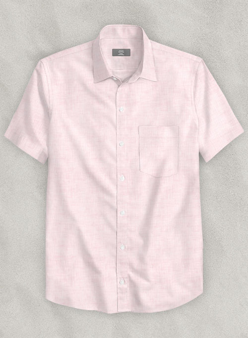 European Pink Linen Shirt - Half Sleeves