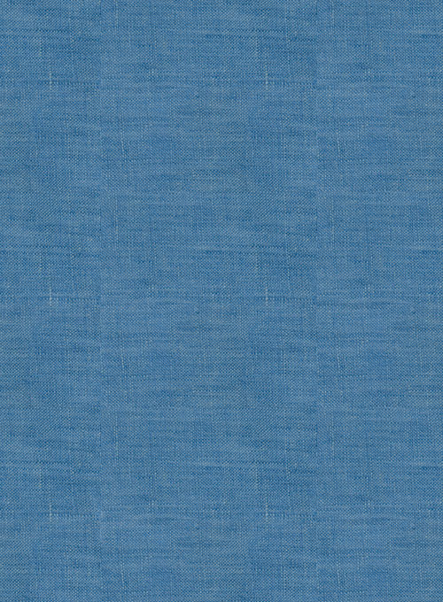 European Phthalo Blue Linen Shirt - Half Sleeves