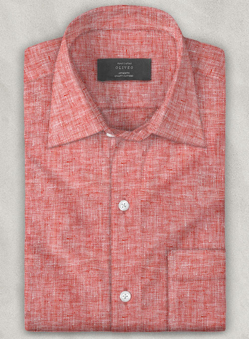 men red linen shirt