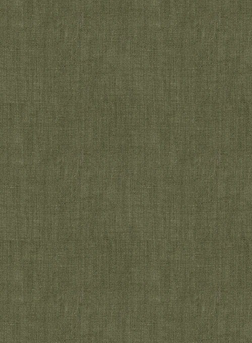 European Woodland Green Linen Western Style Shirt - Half Sleeves