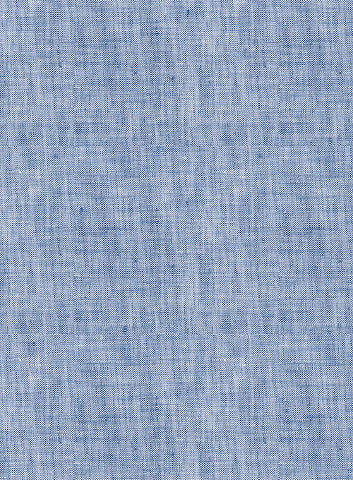 European Smalt Blue Linen Shirt - Full Sleeves - Click Image to Close