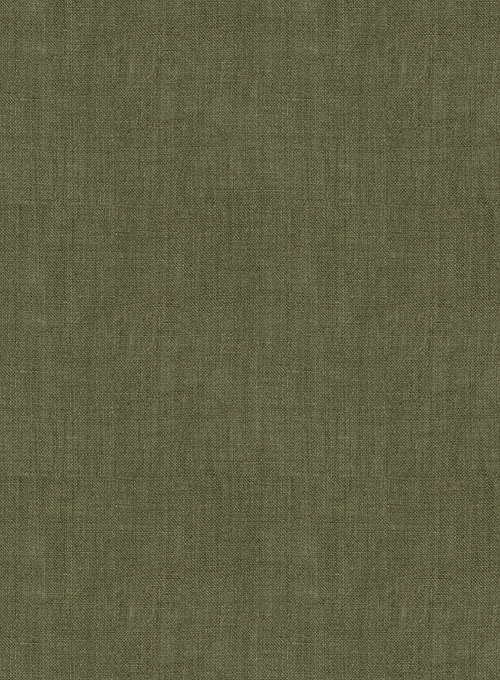 European Woodland Green Linen Shirt - Half Sleeves - Click Image to Close