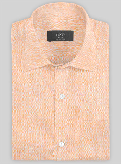 European Pale Orange Linen Shirt  - Half Sleeves