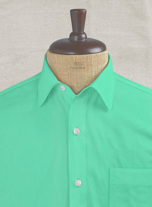 Fern Green Stretch Poplene Shirt - Half Sleeves - Click Image to Close