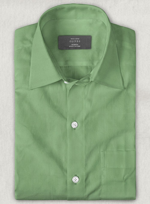 Fern Green Stretch Twill Shirt - Half Sleeves