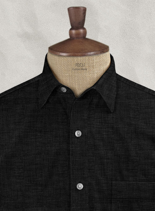 Filafil Poplene Black Shirt - Half Sleeves