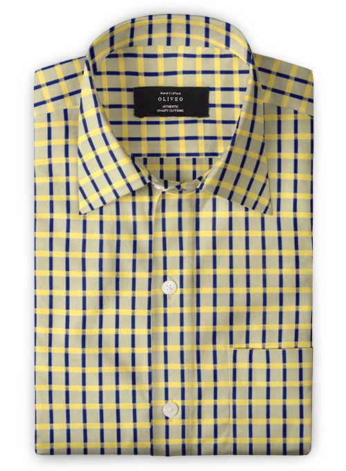 Giza Bar Yellow Cotton Shirt - Full Sleeves