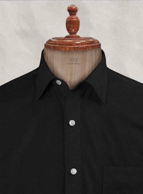 Giza Black Cotton Shirt - Half Sleeves
