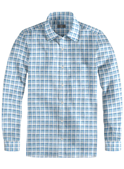 Giza John Blue Cotton Shirt - Full Sleeves