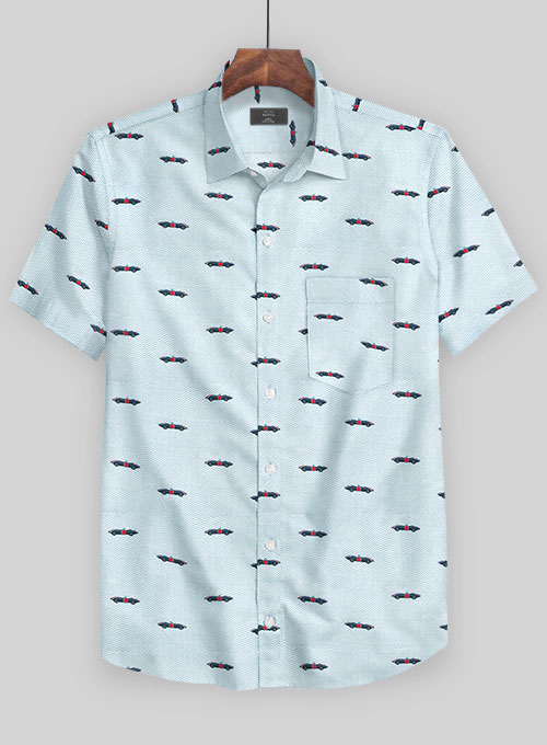 Italian Cotton Retro Car Shirt - Half Sleeves