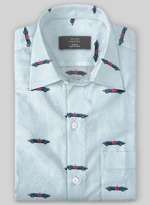 Italian Cotton Retro Car Shirt - Half Sleeves - Click Image to Close