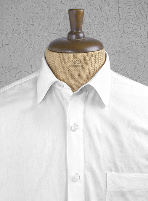 Italian Cotton Dobby Eghini White Shirt - Half Sleeves