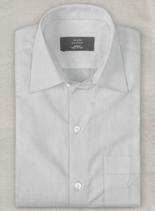 Italian Herringbone Gray Shirt - Half Sleeves