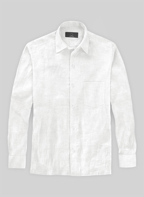 Italian Cotton Linen Tuia White Shirt - Full Sleeves