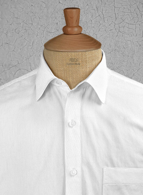 Italian Cotton Dobby Meica White Shirt - Half Sleeves - Click Image to Close