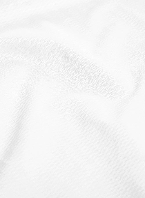 Italian Cotton Dobby Meica White Shirt - Half Sleeves