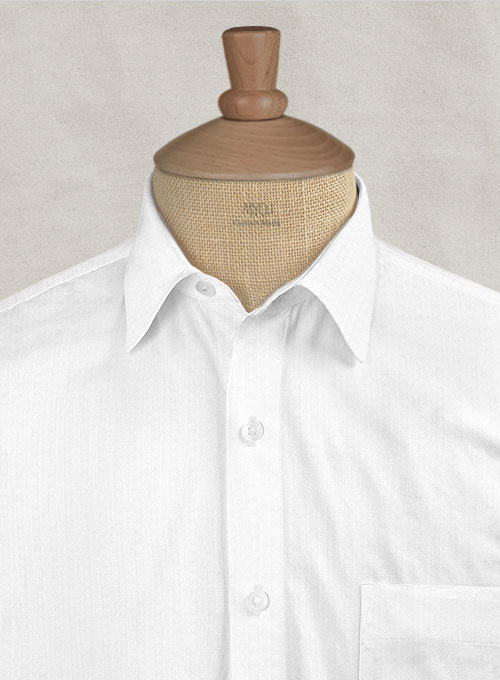 Italian Cotton Dobby Nadall White Shirt - Half Sleeves