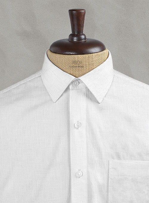 Italian Cotton Dobby Orlini White Shirt - Full Sleeves