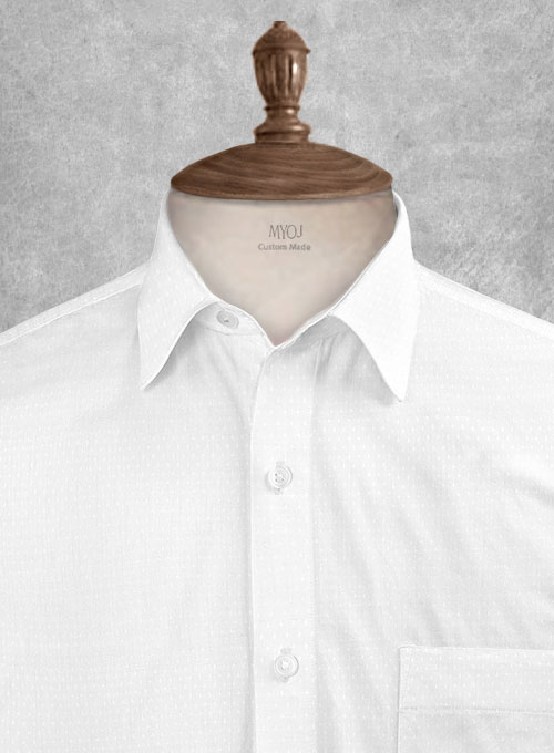 Italian Cotton Dobby Paolu White Shirt - Half Sleeves