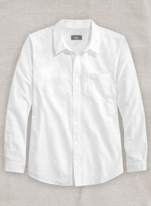 Italian Cotton Linen Tuia White Shirt - Full Sleeves - Click Image to Close