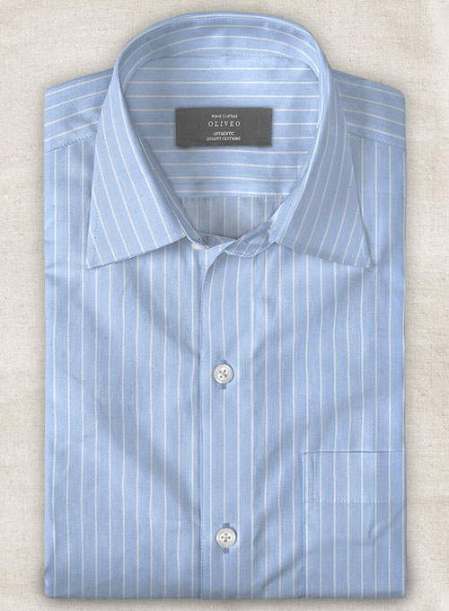 Italian Cotton Blue Stripes Shirt - Half Sleeves