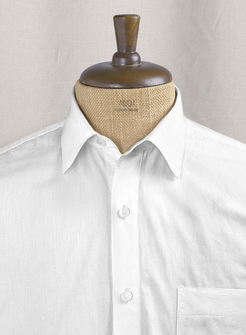 Italian Cotton Dobby Eghini White Shirt - Full Sleeves