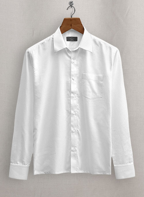 Italian Cotton Dobby Eghini White Shirt - Full Sleeves