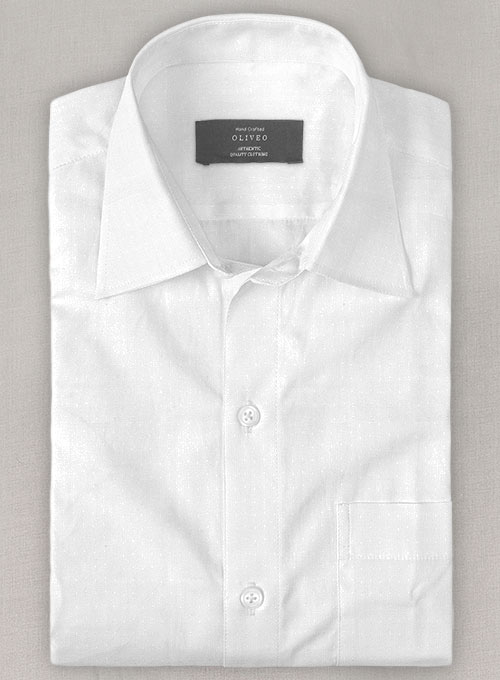 Italian Cotton Dobby Ishola White Shirt - Full Sleeves