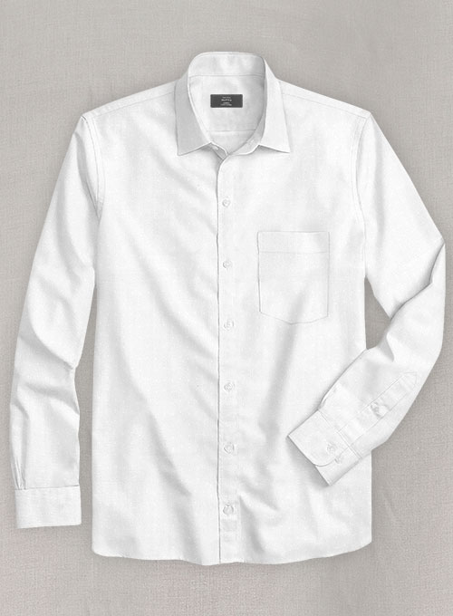 Italian Cotton Dobby Ishola White Shirt - Full Sleeves