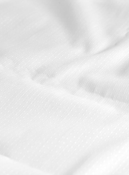 Italian Cotton Dobby Ishola White Shirt - Full Sleeves