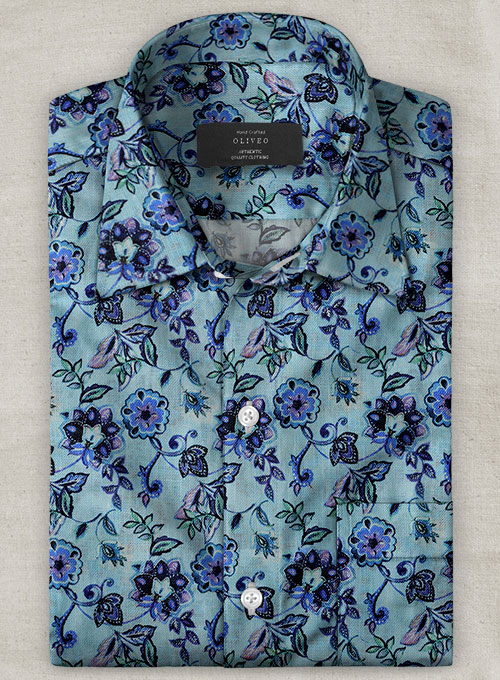 Italian Linen Saneri Shirt - Half Sleeves - Click Image to Close