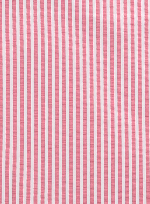 Italian Seersucker Pink Shirt - Half Sleeves