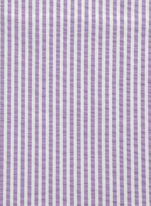 Italian Seersucker Lavender Shirt - Half Sleeves