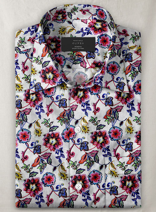 Italian Linen Olivez Shirt - Half Sleeves - Click Image to Close
