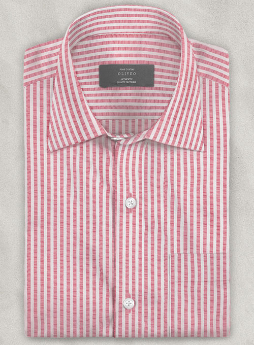 Italian Seersucker Pink Shirt