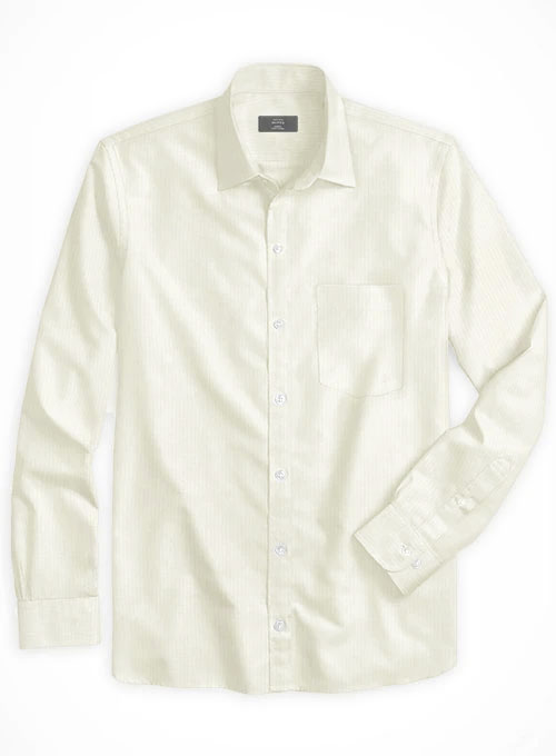 Ivory Herringbone Cotton Shirt - Click Image to Close