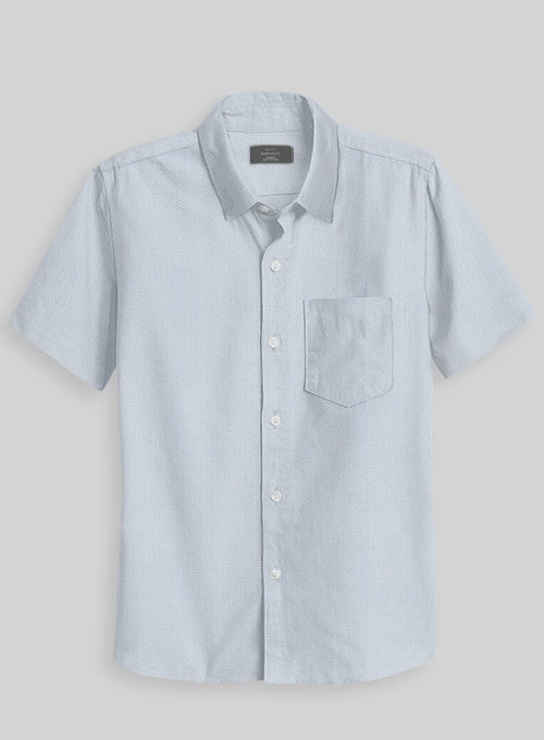 Light Gray Herringbone Cotton Shirt - Half Sleeves