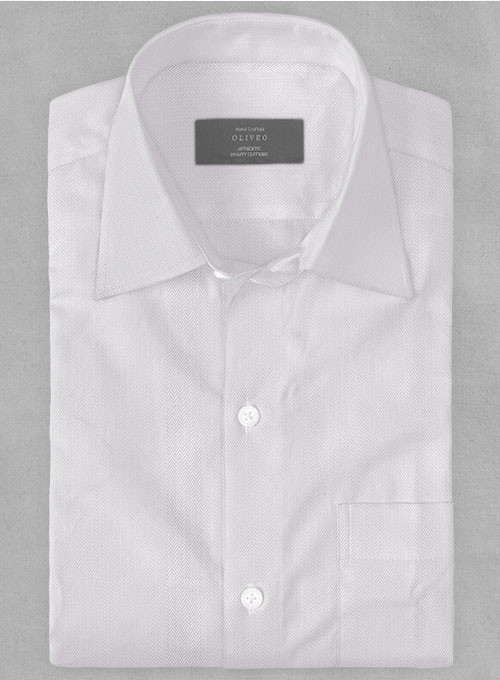 Light Gray Herringbone Cotton Shirt - Half Sleeves - Click Image to Close