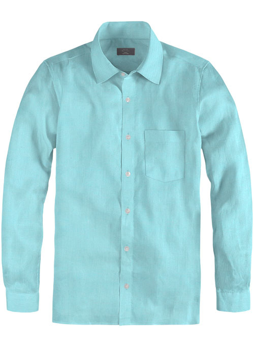 Mint Green Chambray Shirt - Full Sleeves