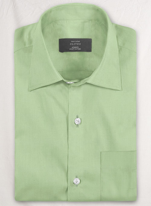 Moss Green Stretch Twill Shirt - Half Sleeves - Click Image to Close