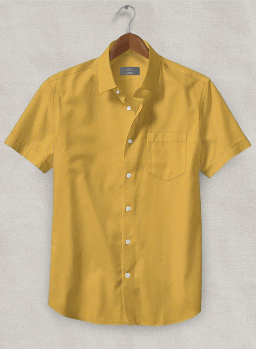 Mustard Stretch Poplene Shirt - Half Sleeves