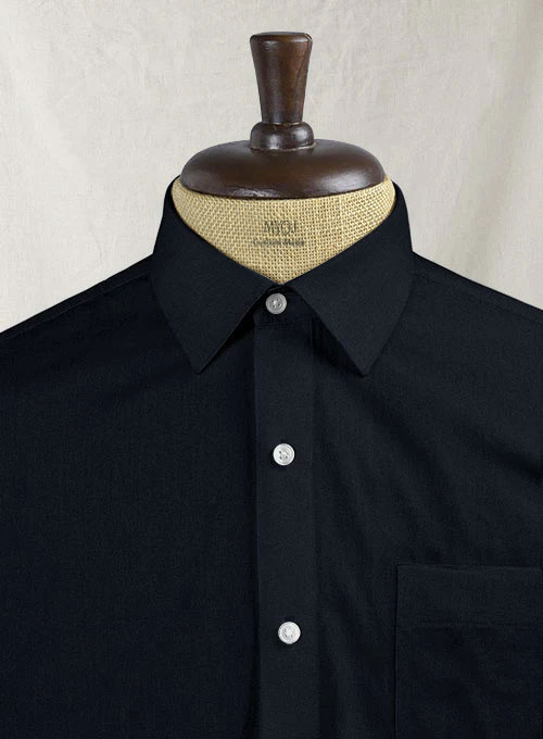 Navy Stretch Poplene Shirt - Half Sleeves - Click Image to Close