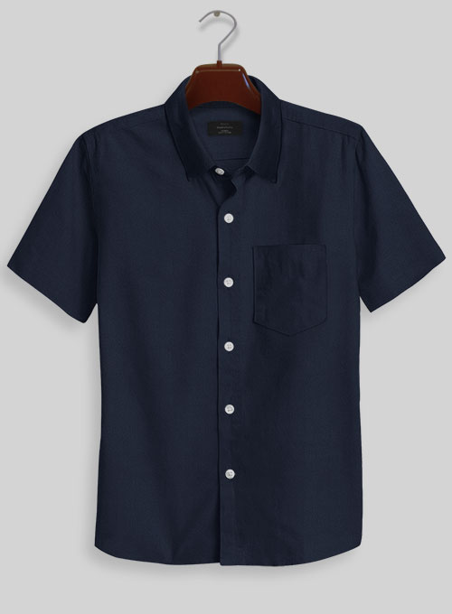 Navy Stretch Twill Shirt - Half Sleeves