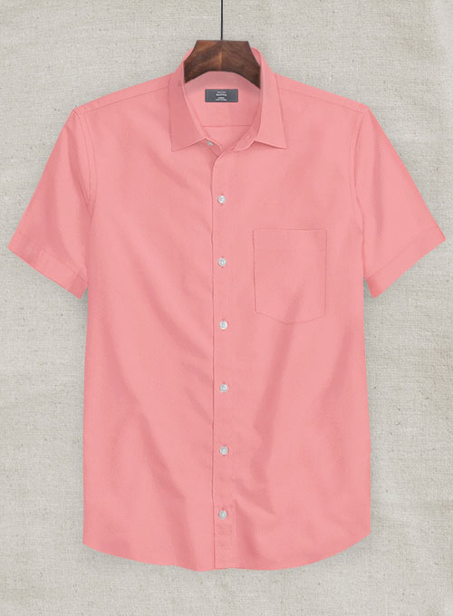 Neo Pink Stretch Poplene Shirt - Half Sleeves