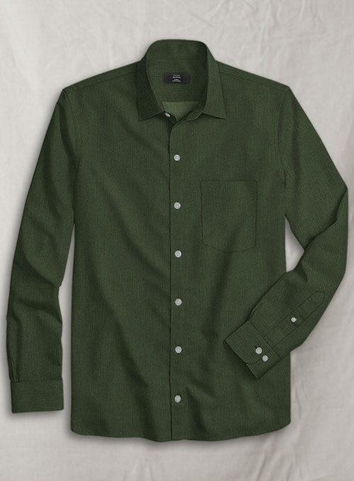 Olive Luxury Twill Shirt - Full Sleeves