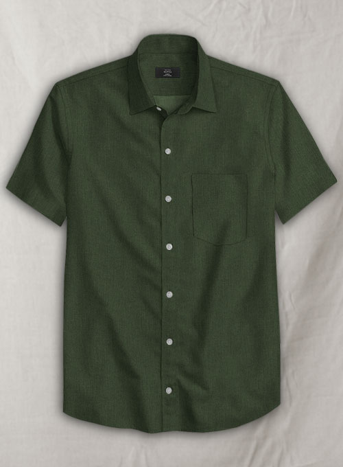 Olive Luxury Twill Shirt - Half Sleeves