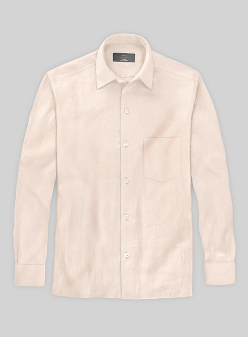 Pale Pink Cotton Linen Shirt - Full Sleeves