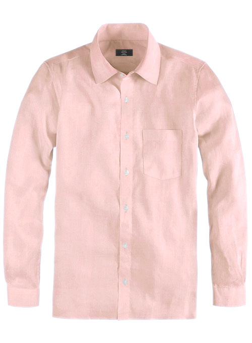 Pink Cotton Linen Shirt - Full Sleeves