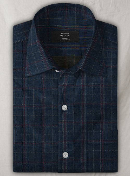 Plaid Corduroy Shirt - Half Sleeves - Click Image to Close