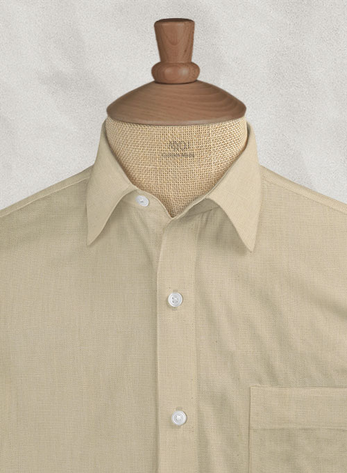 Pure Beige Linen Shirt - Half Sleeves